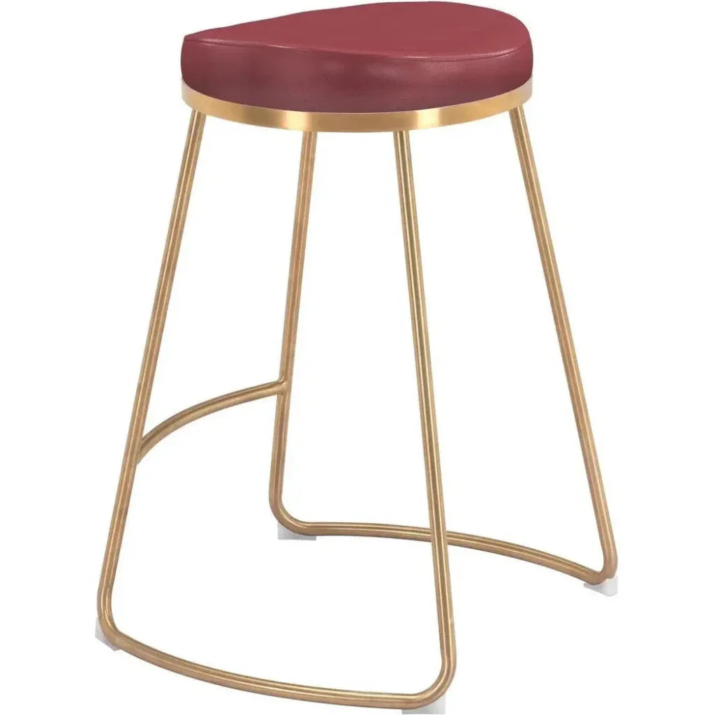 Bree Counter Stool 2PC Burgundy & Gold