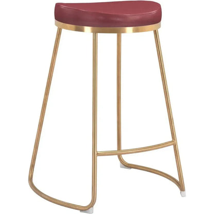 Bree Counter Stool 2PC Burgundy & Gold