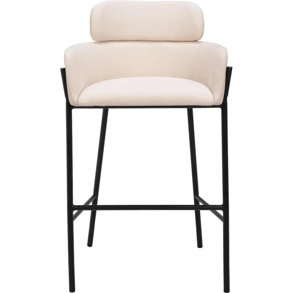 Bremor White Fabric Barstool