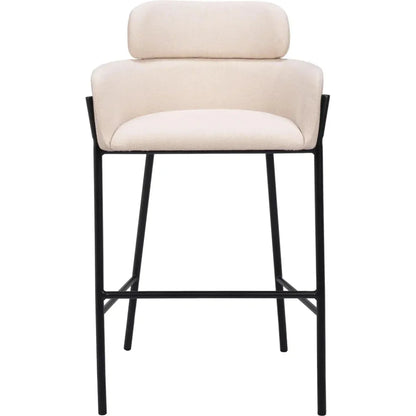 Bremor White Fabric Barstool