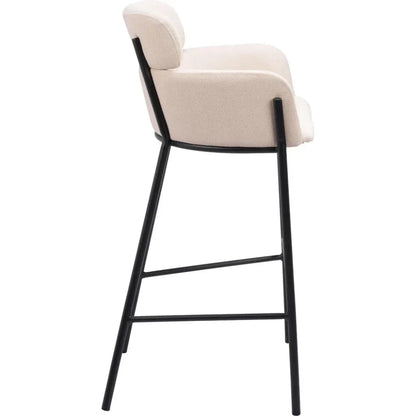 Bremor White Fabric Barstool