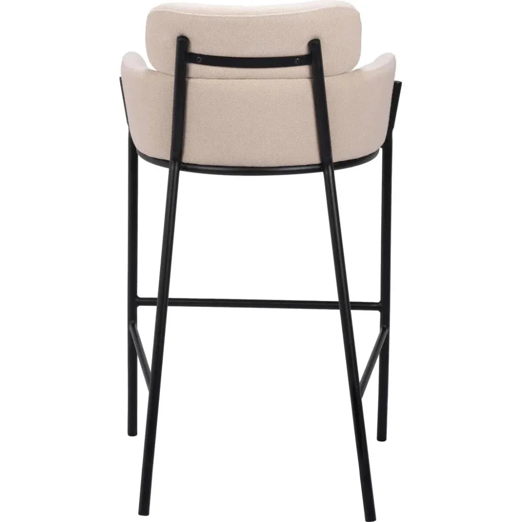 Bremor White Fabric Barstool