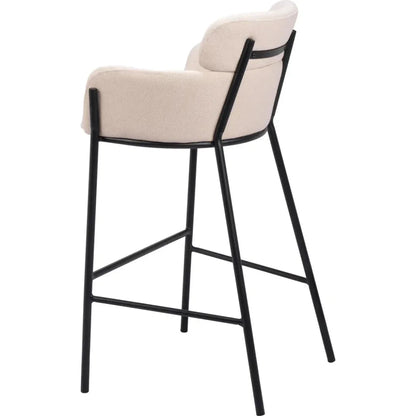 Bremor White Fabric Barstool