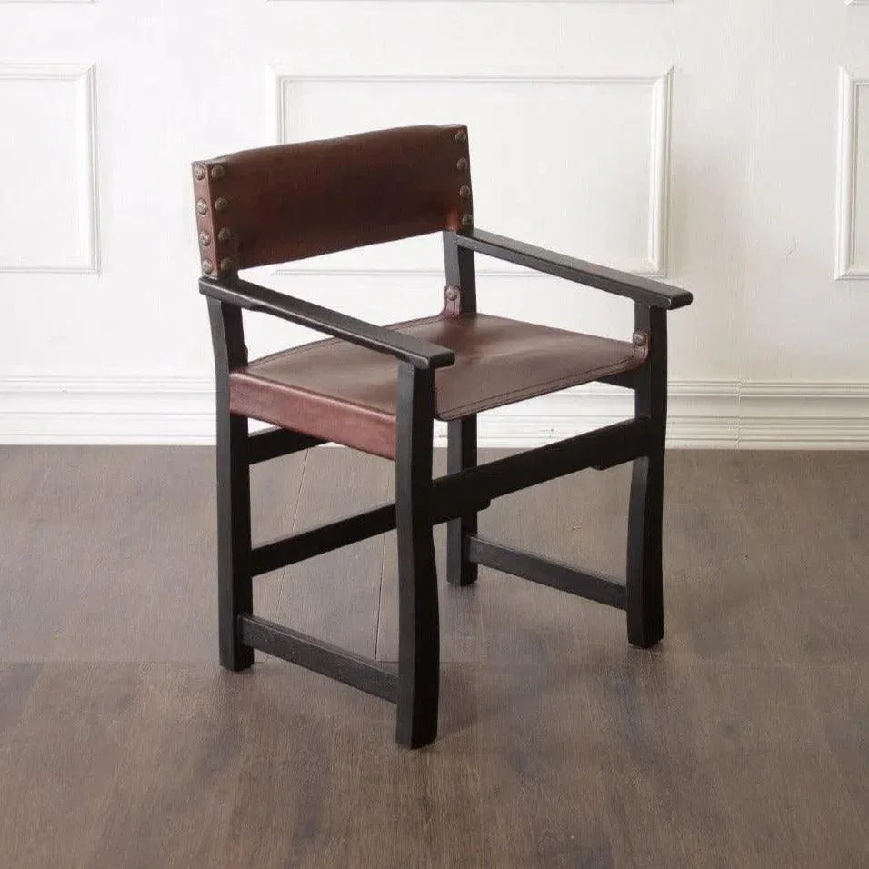 Brown Leather Dining Chair Taura With Arms