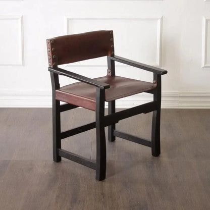 Brown Leather Dining Chair Taura With Arms