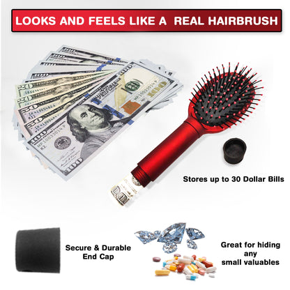 Stealthy Hair Brush Diversion Safe - Discreet Hairbrush safe to hide valuables while traveling