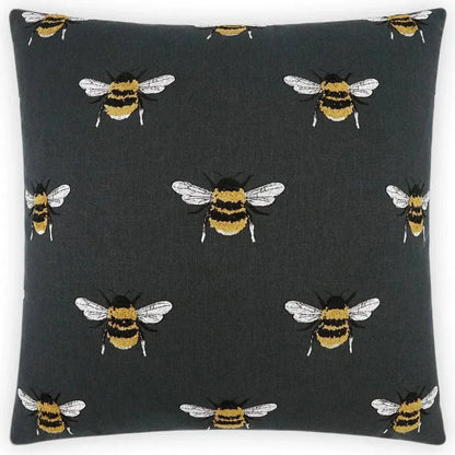 Busy Bee Charcoal Black Throw Pillow With Insert