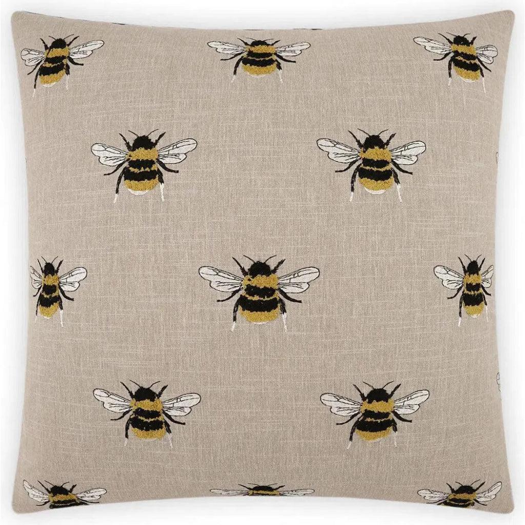 Busy Bee Linen Brown Throw Pillow With Insert