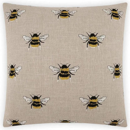 Busy Bee Linen Brown Throw Pillow With Insert