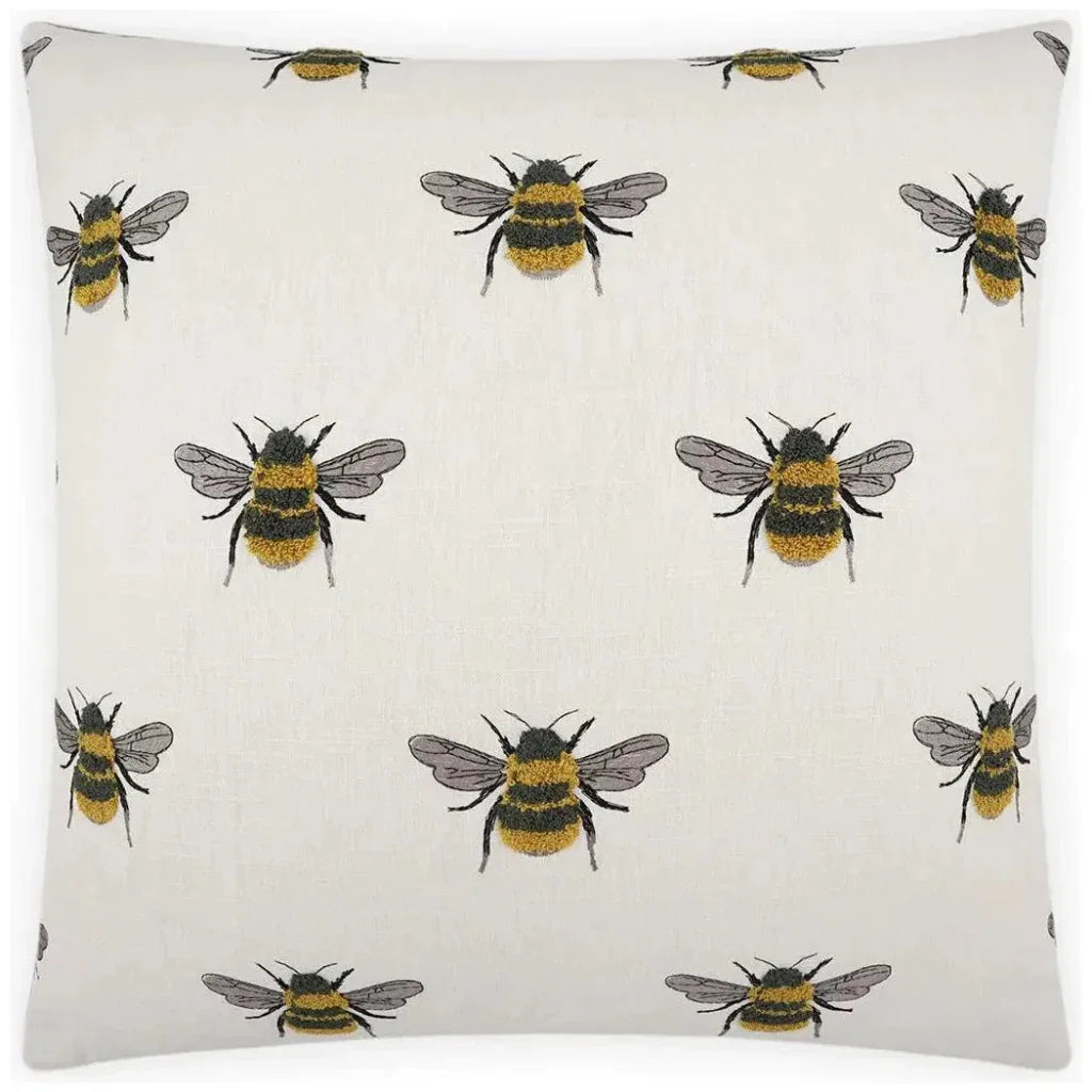 Busy Bee White Throw Pillow With Insert