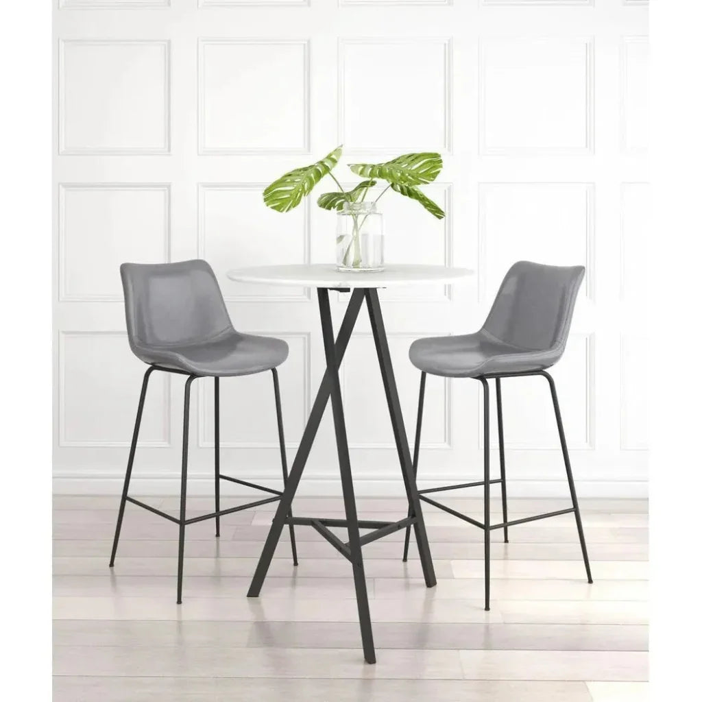Byron Bar Chair Gray in Steel Frame