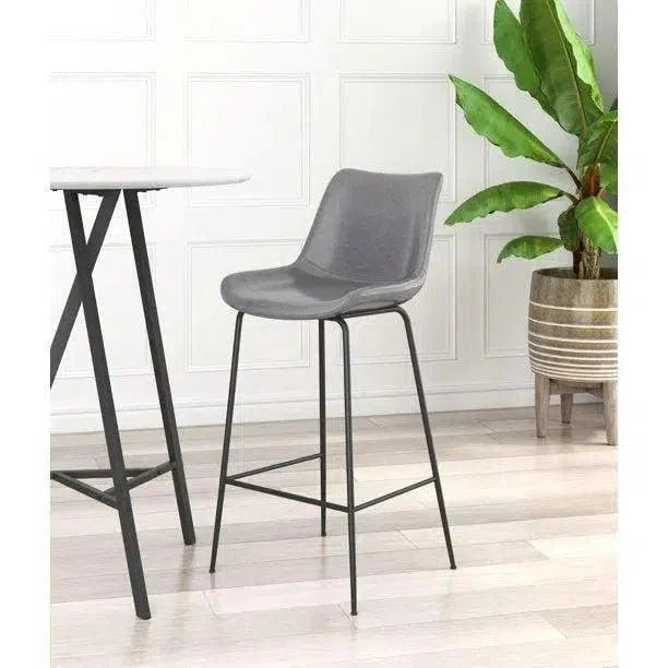 Byron Bar Chair Gray in Steel Frame