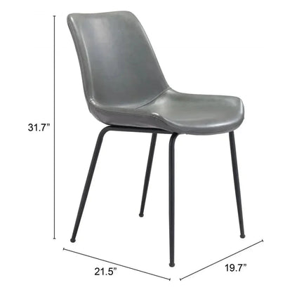 Byron Leather Armless Dining Chair 2PC
