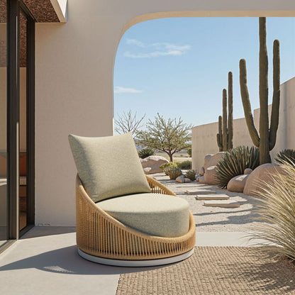 Cabana Olefin Fabric Swivel Outdoor Accent Chair
