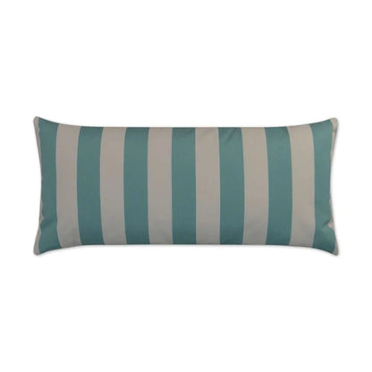 Cafe Stripe Aqua Outdoor Lumbar Pillow