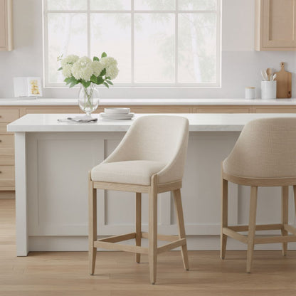 Calmo Textured Fabric Counter Stool Beige