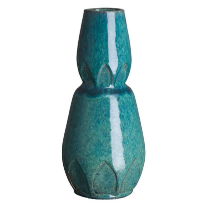 Calyx Gourd Teal Ceramic Vase