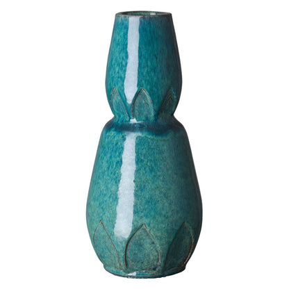 Calyx Gourd Teal Ceramic Vase