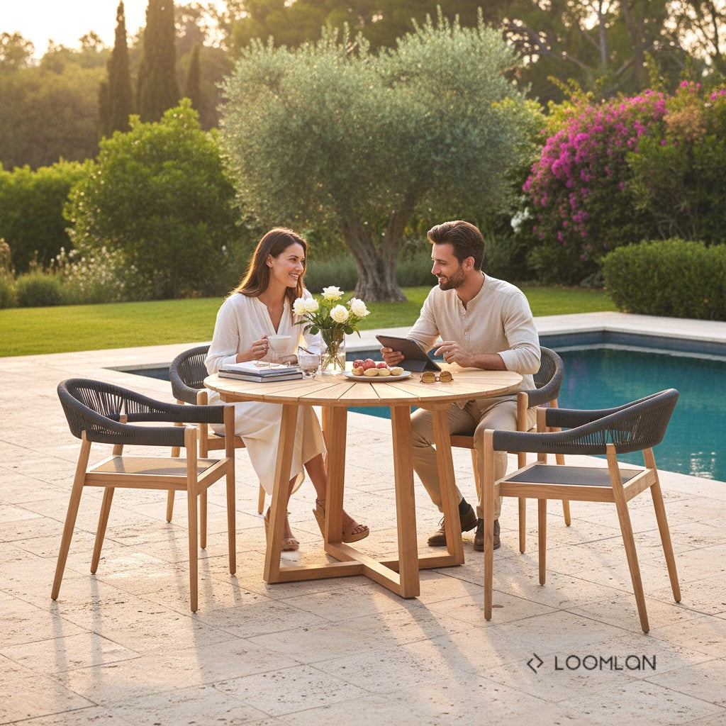 Cambria Round Teak Outdoor Dining Table