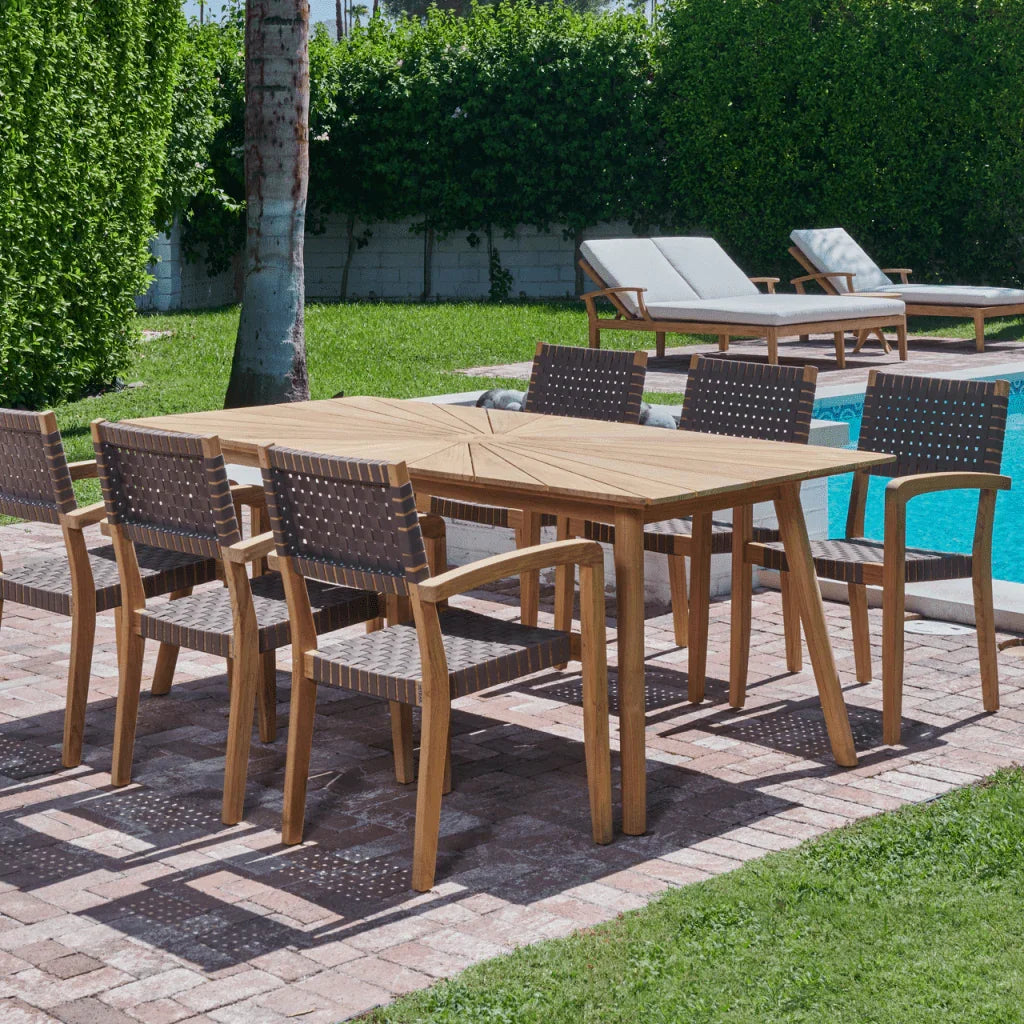Cambria Teak Patio Rectangular Dining Set 7PC