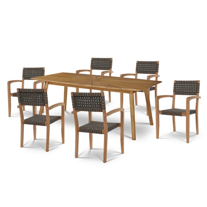 Cambria Teak Patio Rectangular Dining Set 7PC