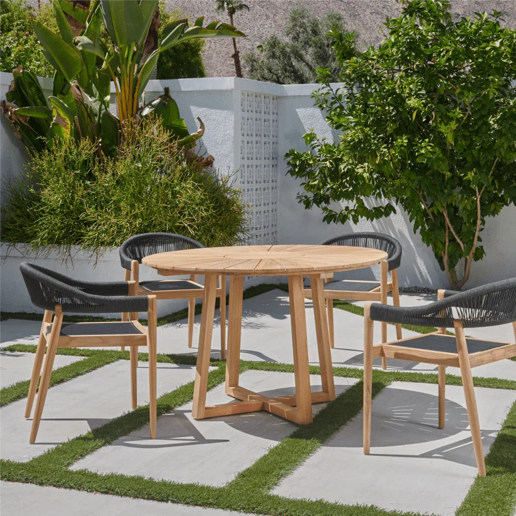 Cambria Teak Patio Round Dining Set 5PC