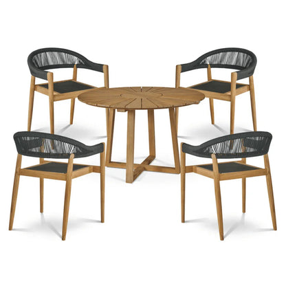 Cambria Teak Patio Round Dining Set 5PC