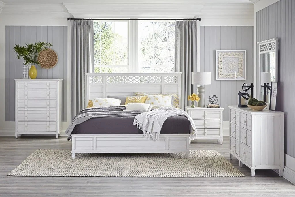 Cane Bay Five Drawer White Chest