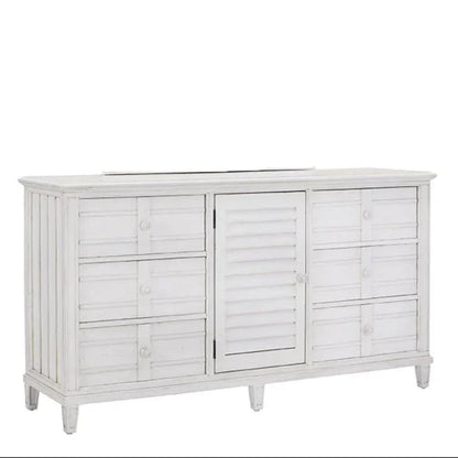 Cane Bay Louvered Door White Dresser