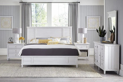 Cane Bay One Drawer White Nightstand with Basket