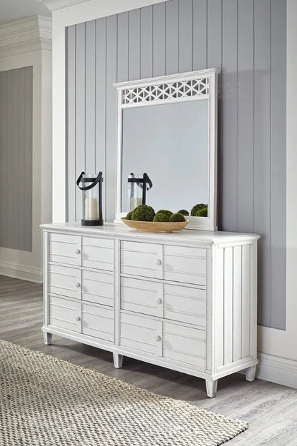Cane Bay Six Drawer White Dresser