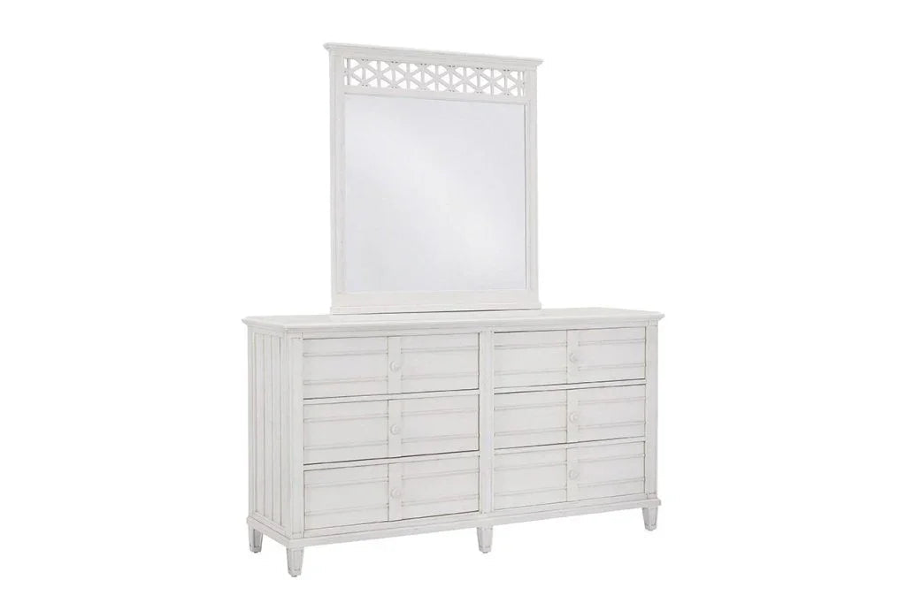 Cane Bay Six Drawer White Dresser