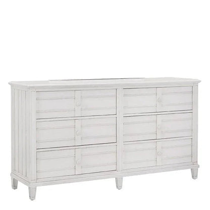 Cane Bay Six Drawer White Dresser