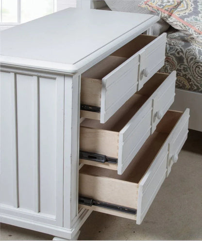 Cane Bay Three Drawer White Nightstand