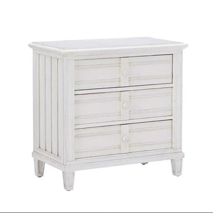 Cane Bay Three Drawer White Nightstand