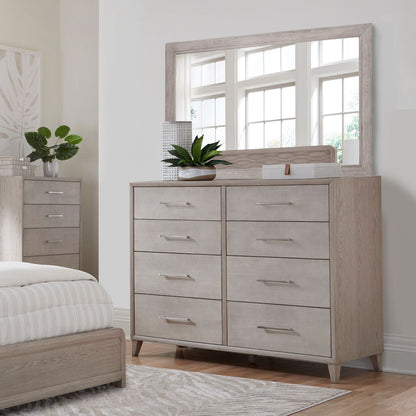 Cape Eight Drawers Wood Dresser with Mirror