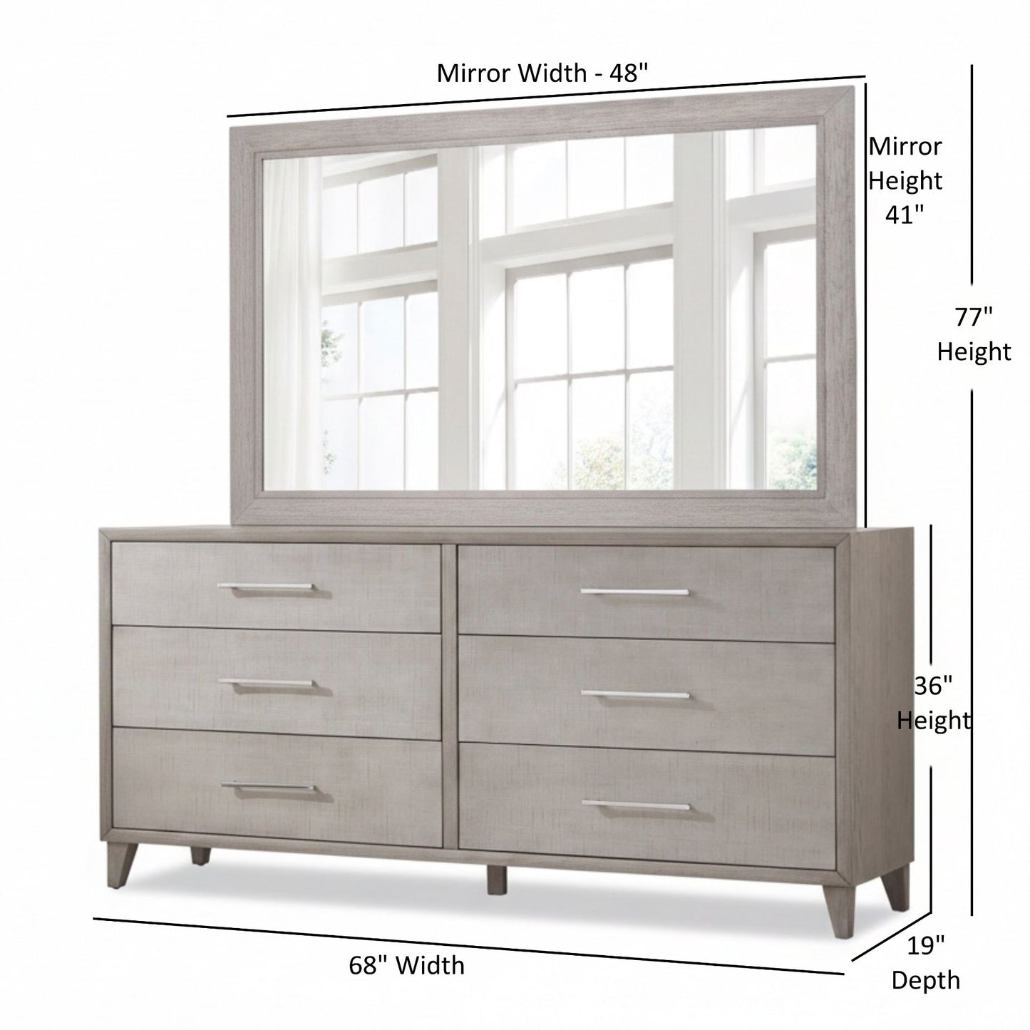 Cape Six Drawers Wood Dresser With Mirror
