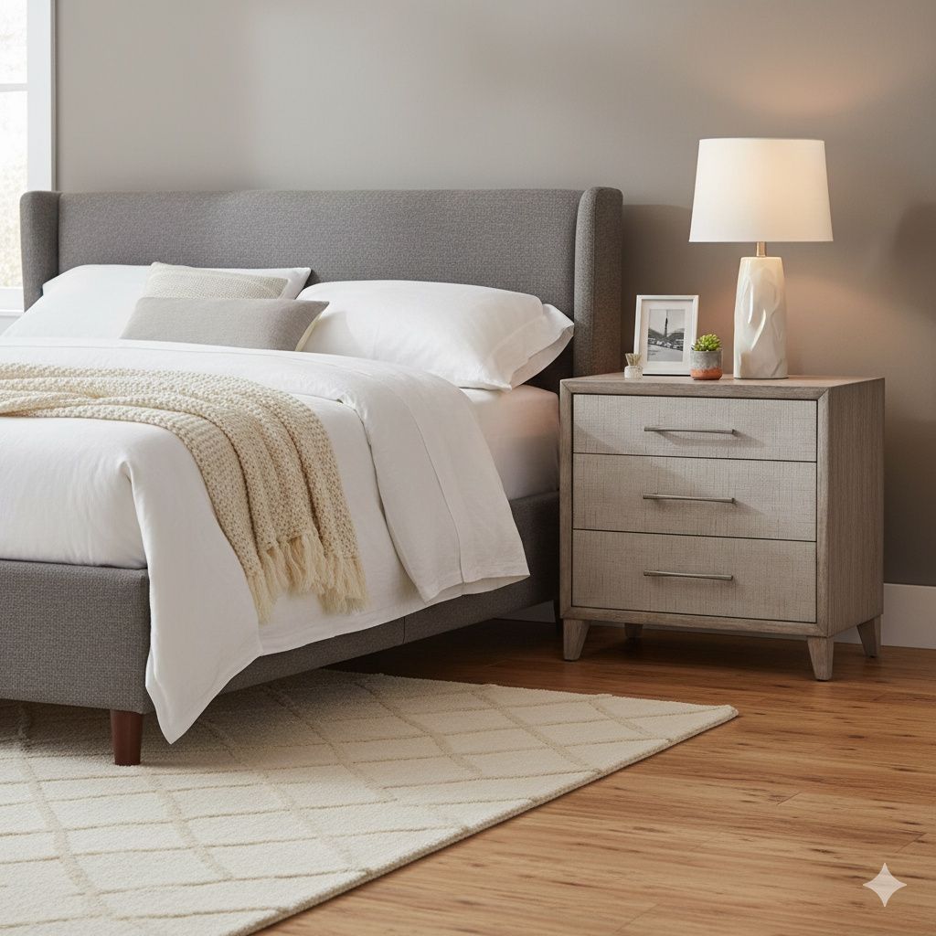 Cape Three Drawers Wood Nightstand with USB