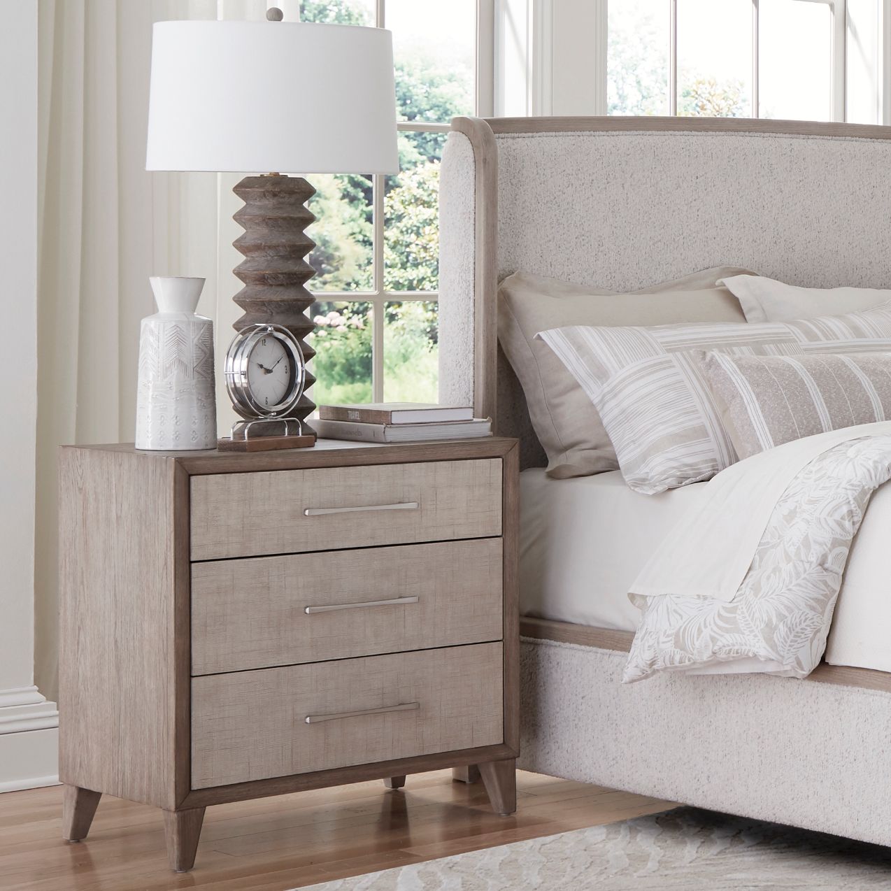 Cape Three Drawers Wood Nightstand with USB