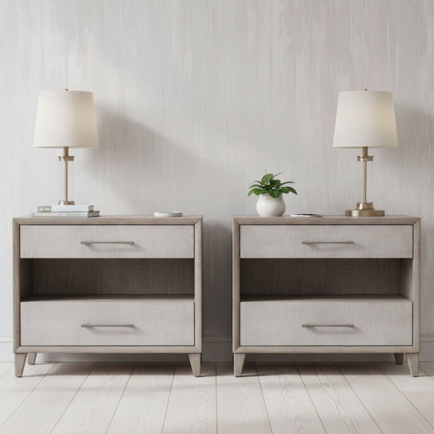 Cape Two Drawers Open Nightstand with USB 2PC
