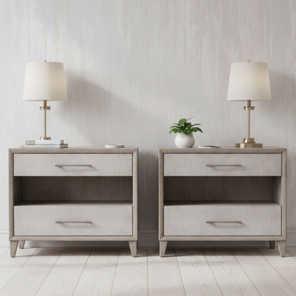 Cape Two Drawers Open Nightstand with USB 2PC