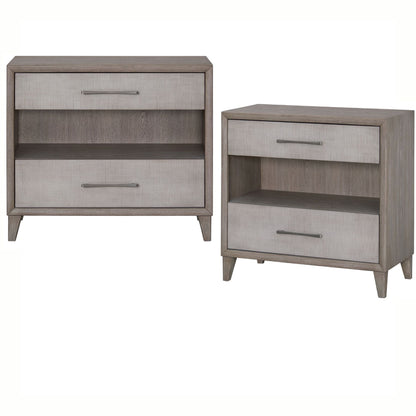 Cape Two Drawers Open Nightstand with USB 2PC