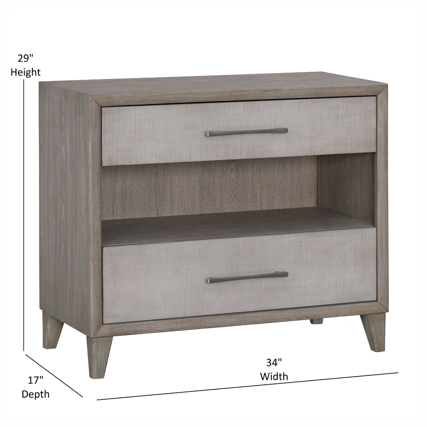 Cape Two Drawers Open Nightstand with USB