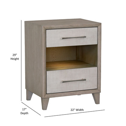 Cape Two Drawers Wood Nightstand 2PC