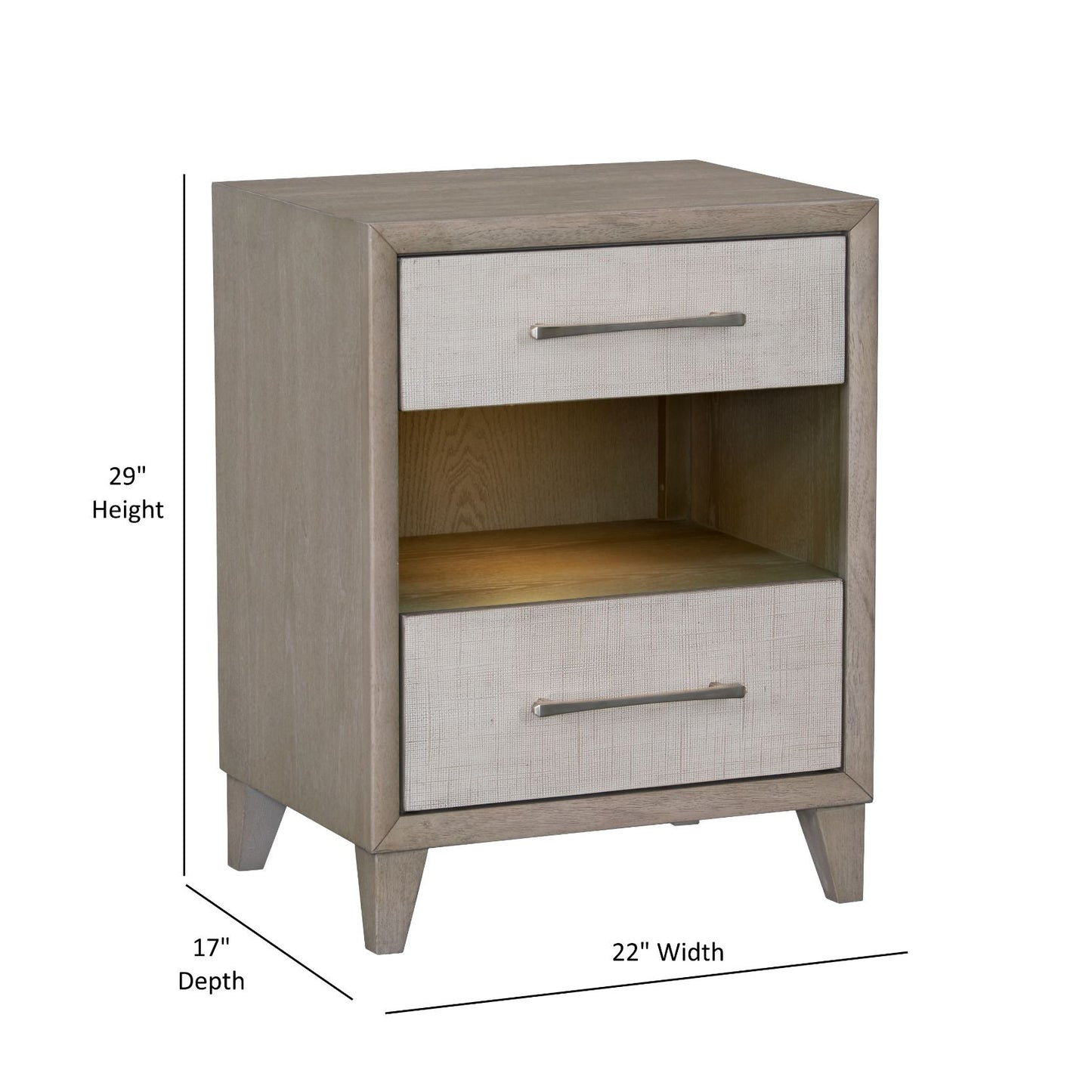 Cape Two Drawers Wood Nightstand