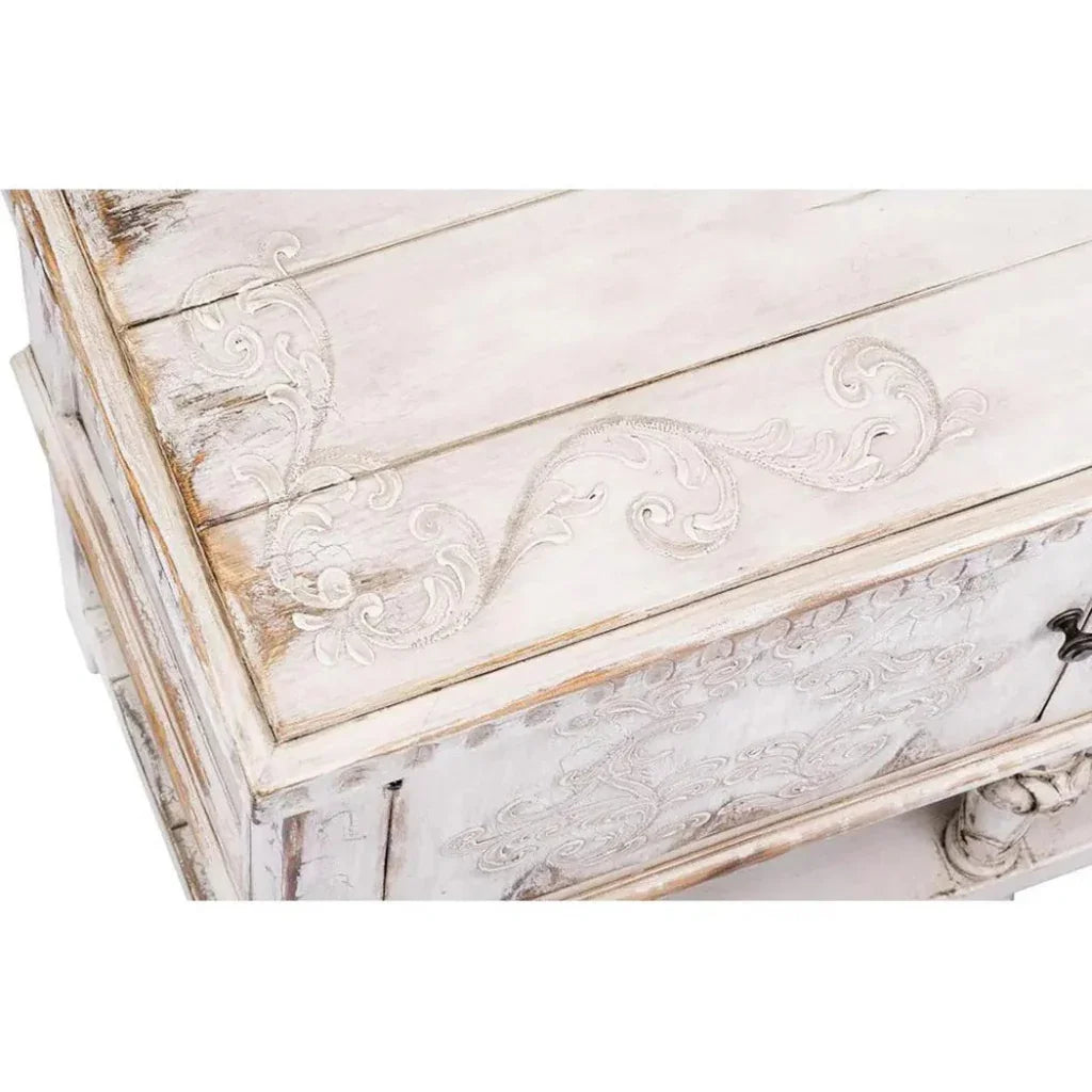 Bianca Carved Distressed White Sideboard