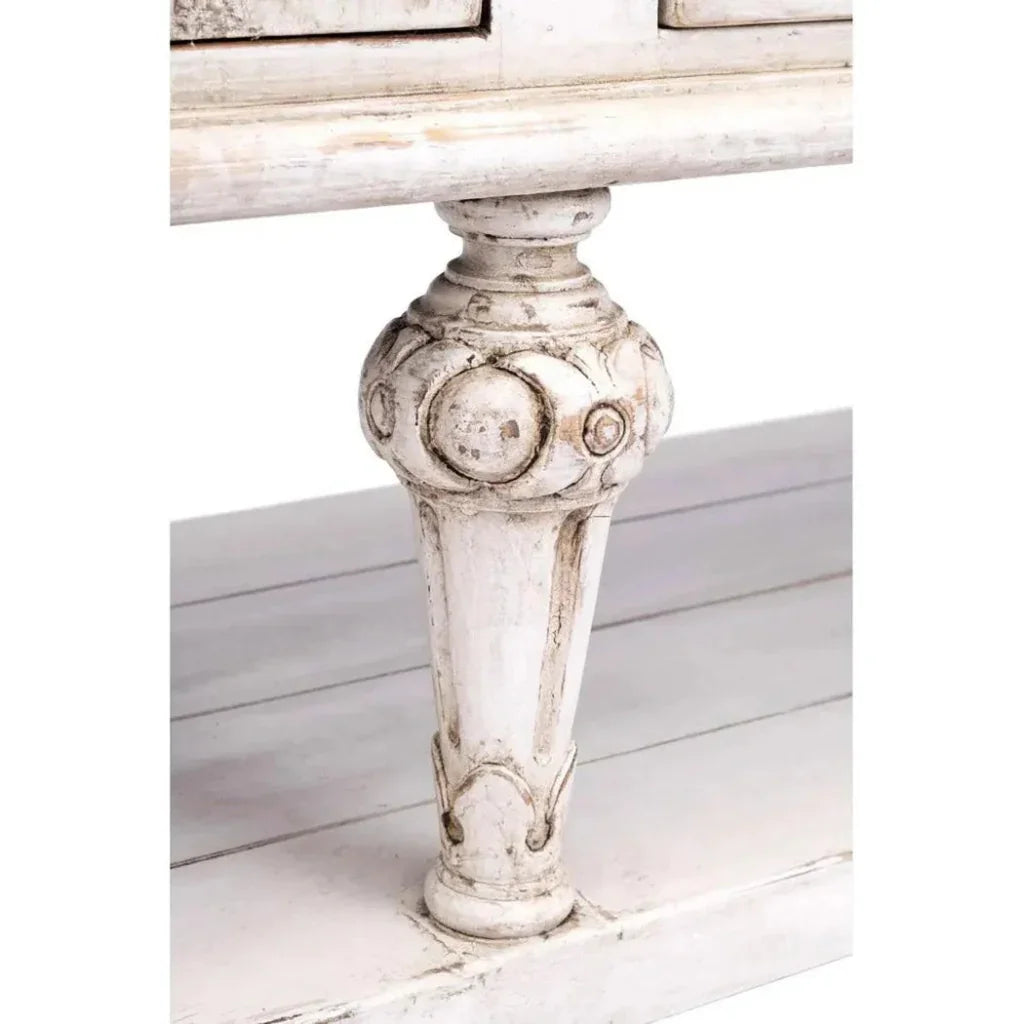 Bianca Carved Distressed White Sideboard
