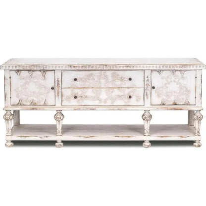 Bianca Carved Distressed White Sideboard