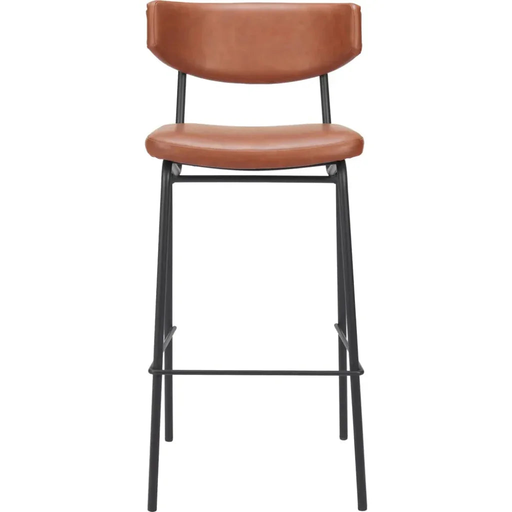 Charon Brown Leather Barstool (Set of 2)