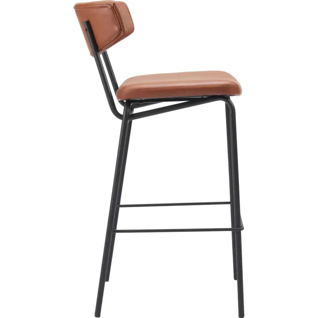 Charon Brown Leather Barstool (Set of 2)